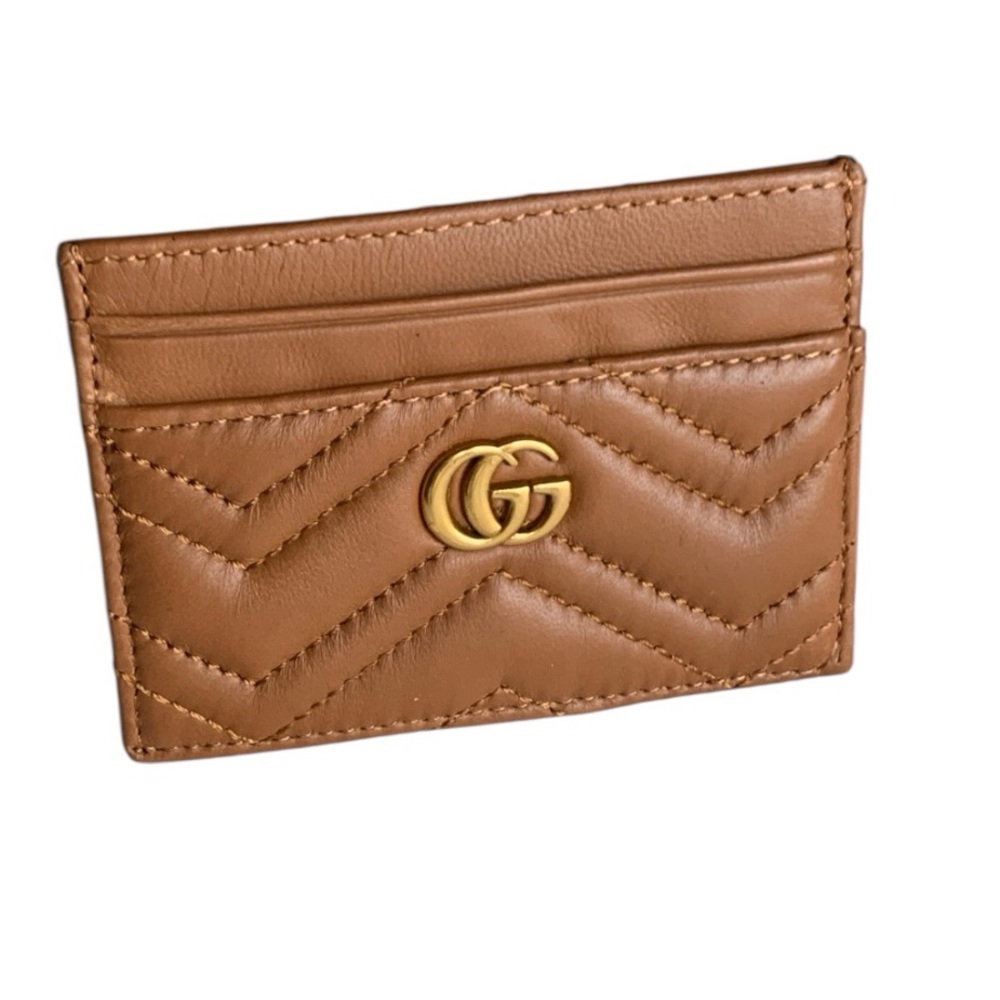 🆕 Gucci Style Brown Leather GG Marmont Card Holder 🆕